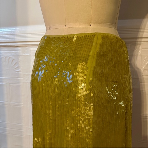Rachel Roy Lime Green, Drop Waist Sequin Mini Skirt - Y2K Gah Rave Holiday Party - Picture 7 of 11